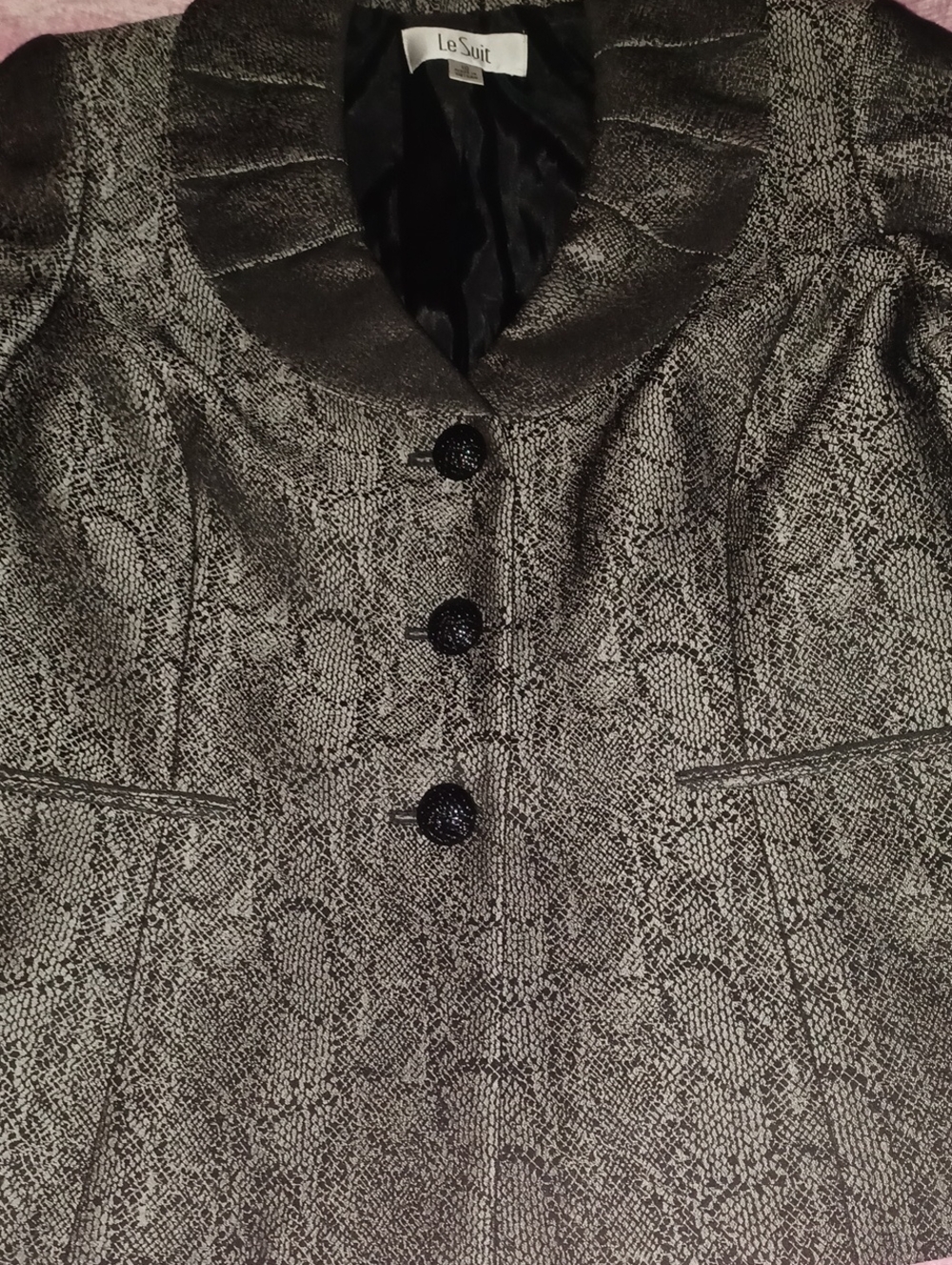 Le Suit Snake Skin Print Suit Jacket Sz 10